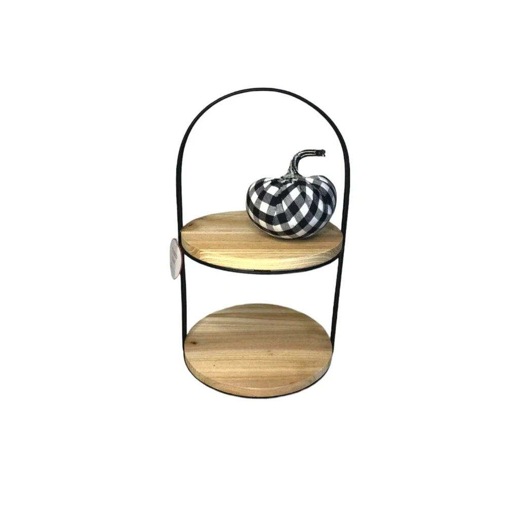 Target Mini TWO-TIERED TRAY- Wood And Metal. Farmhouse, Pairs With Rae Dunn
